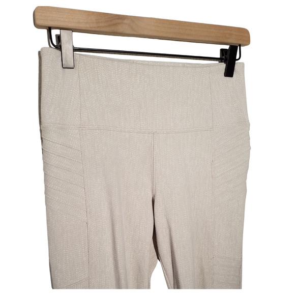 Athleta Delancey Moto Leggings Beige Textured Pockets Size Small - Picture 2 of 6